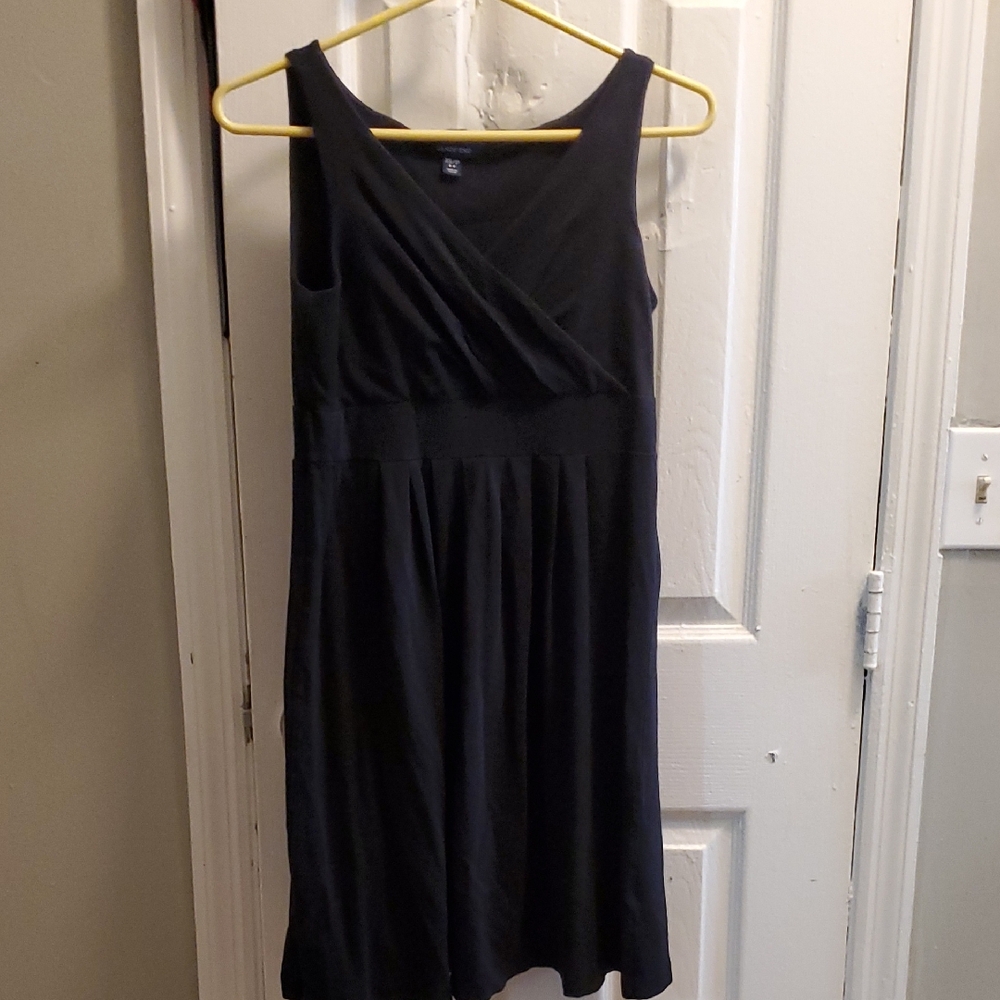 Lands' End Black Sleeveless Mini Dress